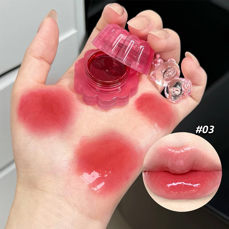 QIBEST Moisturizing Mirror Lipgloss Lip and Cheek Dual-Purpose Gel Jelly Water-Glow Colorful Lip Cheek Blush Cream Lip Stain