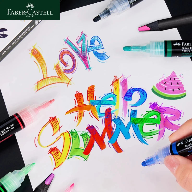 Faber-Castell Boxed Double-ended Acrylic Pen Waterproof Soft-Bristled Marker Pen DIY Hand-painted Ceramic Graffiti Painting Pen