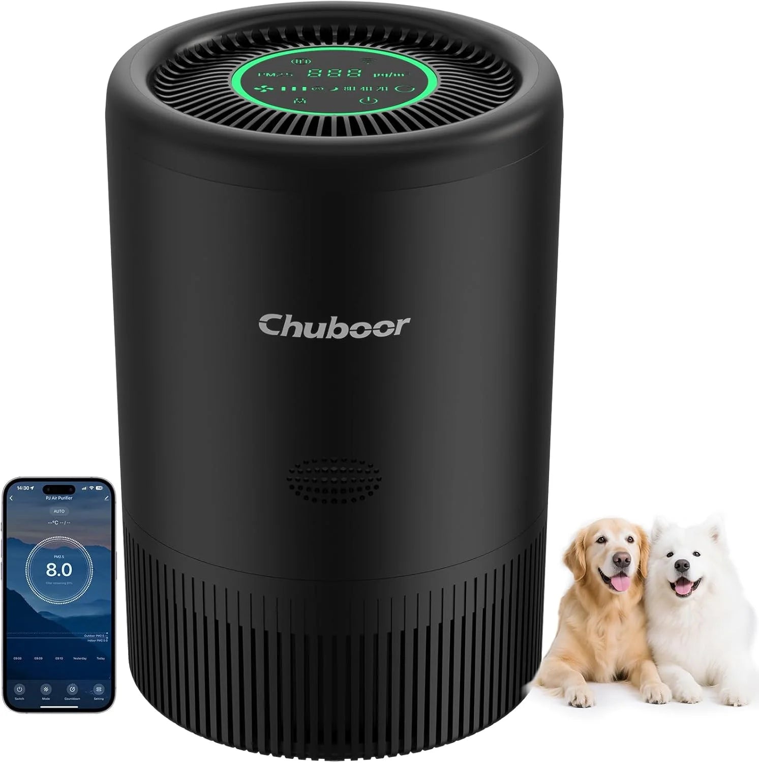 Chuboor Air Purifier for Home. Smart home appliances air cleaner with H13 HEPA filter removes pet hair & odor WiFi Tuya control