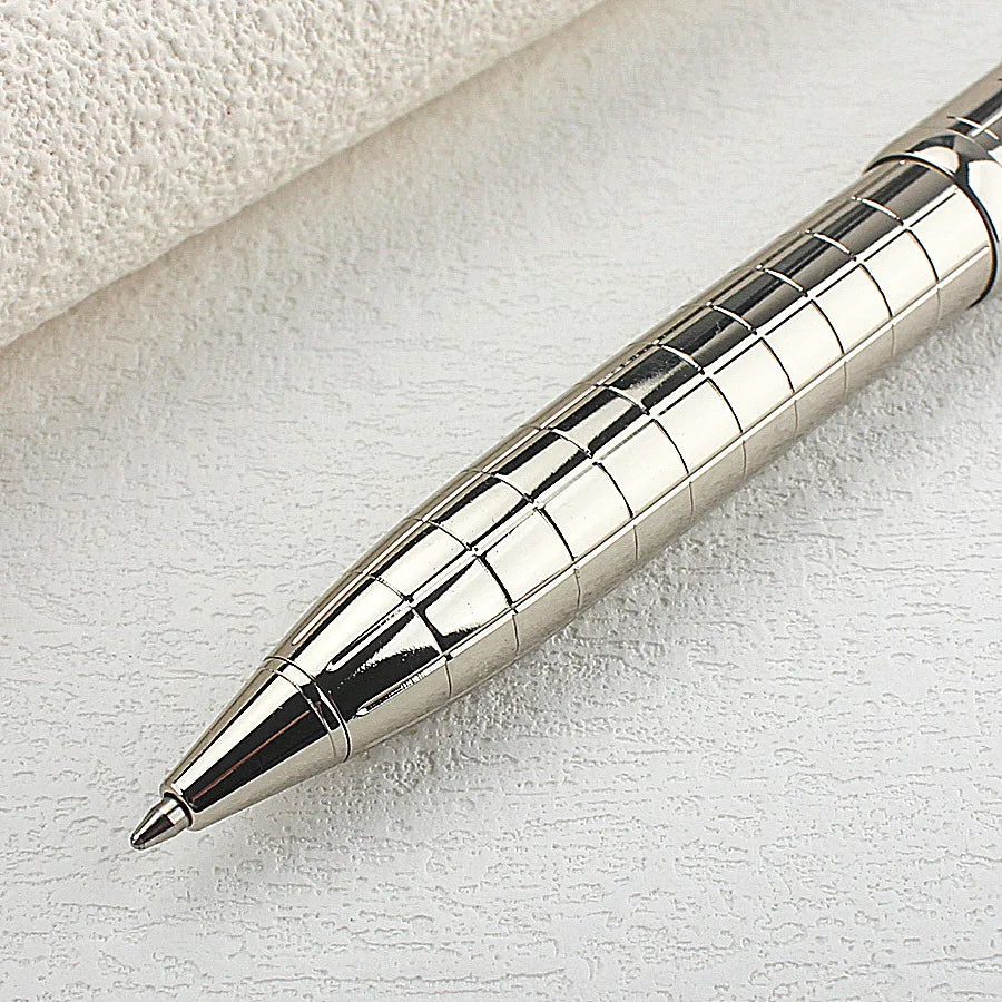 Ballpoint Pens Luxury Writing Stationery High Quality Silver Office Supplies Ink Smooth Rollerball Pen