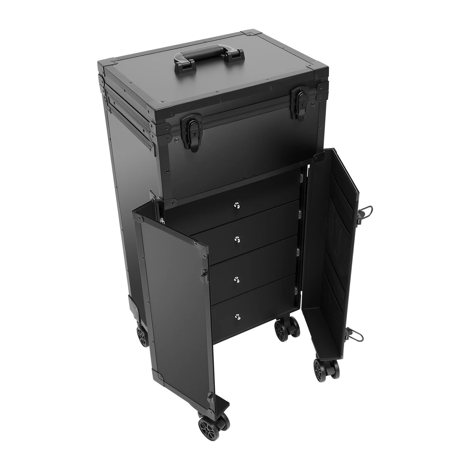 31.15inch Professional Rolling Makeup Case 4 Drawers Pro Makeup Artist Cosmetic Train Case Makeup Organizer Travel Case
