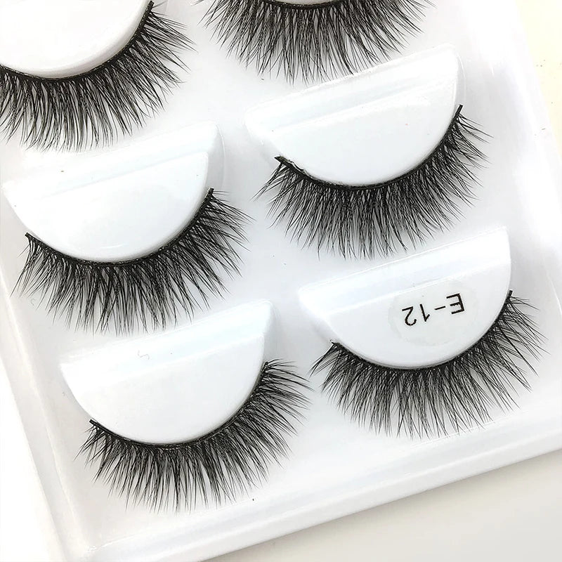 New 5Pairs Handmade 3d Mink Lashes Short False Eyelashes Cross Messy Dense Natural Eye Lashes Stage Makeup False Eyelashes E08