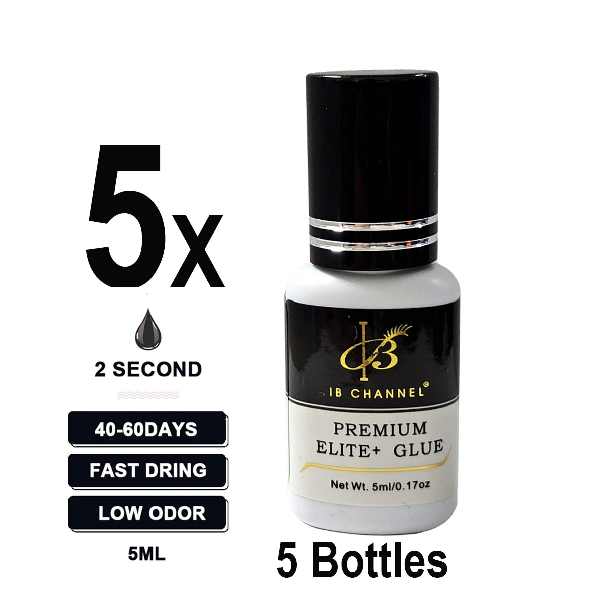 5 Bottles/lot IB Ultra Super Glue Eyelash Extensions Super Glue Green Cap Korea Individual 5ml Fast Drying Lash Glue Wholesale