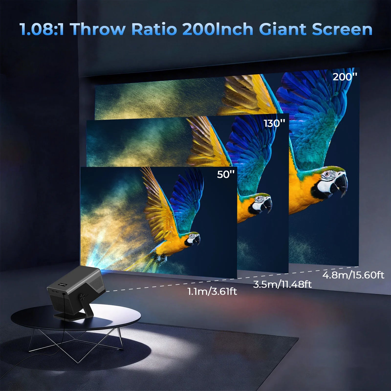 Lyncast 8K Support HD 1080P Auto Focus 2000ANSI Projector 5W Speaker Android 14 WiFi6 BT5.4 Outdoor Home Theater Projectors X7