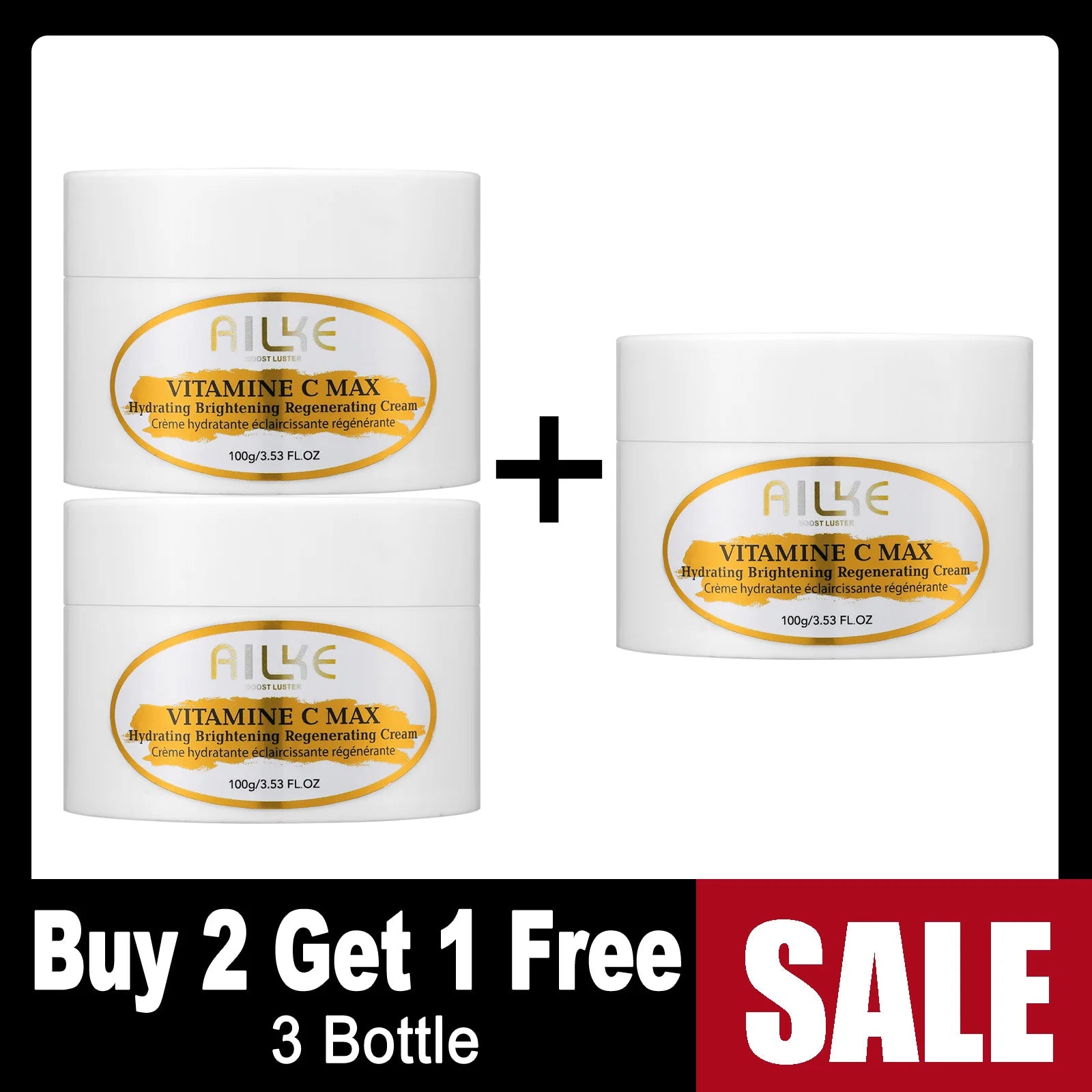 AILKE Lightening Body Cream, With Vitamin C, Hyaluronic Acid, Shea Butter, Reduce Black Spots, Even Skin Tone, Hydration Lotion