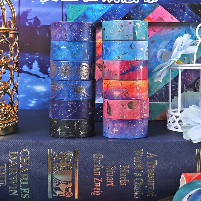 12 Rolls Per box Starry Sky Theme washi Tape Set Galaxy Constellation Pattern Decoration Stickers