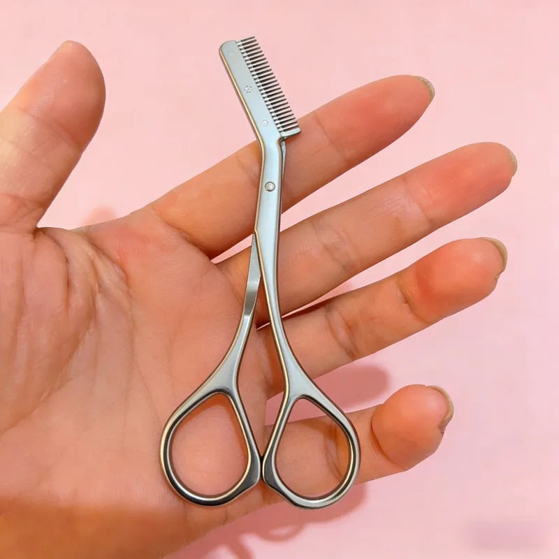 Stainless Steel Eyebrow Scissors with Eyebrow Comb Tweezers Makeup Scissors Eyebrow Trimming Knife Hair Remover Shaver Tool