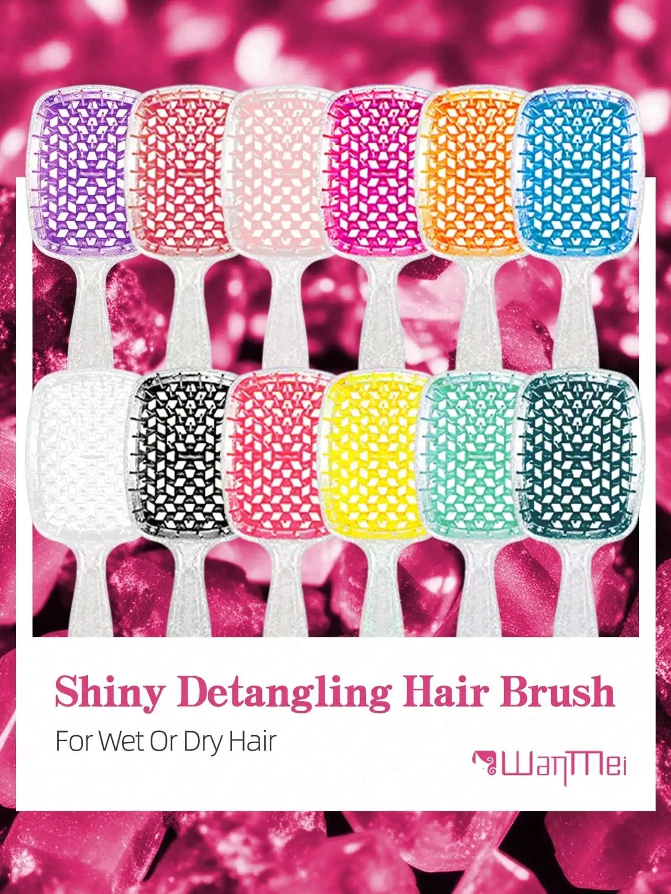 Glossy Hair Comb, Transparent Glossy Hollow Hair Styling Comb, Home Hair Styling Comb, Anti-Static Scalp Massage Comb, Suitable For Dry And Wet Styling, Suitable For Straight And Normal Hair - Ladies Gentle Hair Brush, Back T