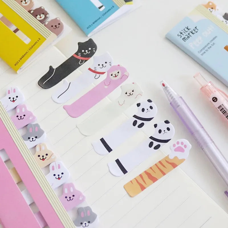 8 PiecesLytwtw's ‌Kawaii Animal Bookmark Sticky Notes/Note Pad/N-Sticky Notes Memo Pads, Creative Stationery