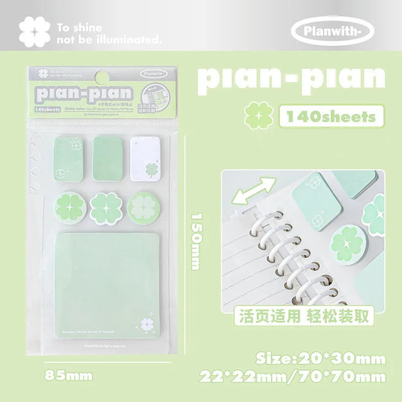 MINKYS Four Leaf Clover Binder Index Sticky Paper Planner Index Sticker List Handheld Memo Pad School Stationery Supplies