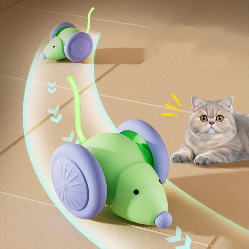 Electric Mouse Car Interactive Cat Toy Rechargeable Automatic Kitten Toy Intelligent Obstacle Avoidance Pet Cat Toy