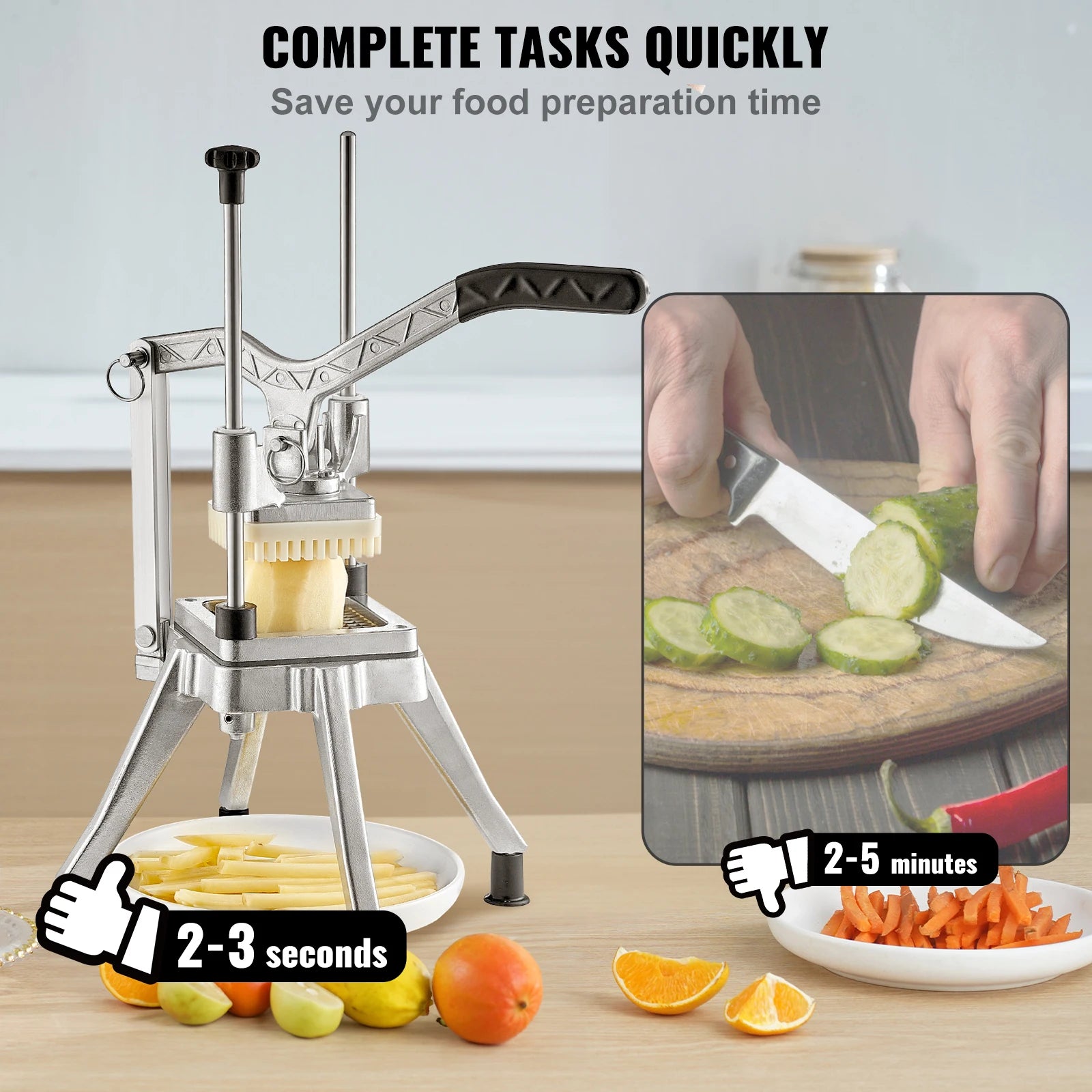 SucceBuy Commercial Vegetable Fruit Heavy Duty Professional Food Dicer Kattex French Fry Cutter Onion Slicer Stainless Steel