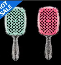 Glossy Hair Comb, Transparent Glossy Hollow Hair Styling Comb, Home Hair Styling Comb, Anti-Static Scalp Massage Comb, Suitable For Dry And Wet Styling, Suitable For Straight And Normal Hair - Ladies Gentle Hair Brush, Back T