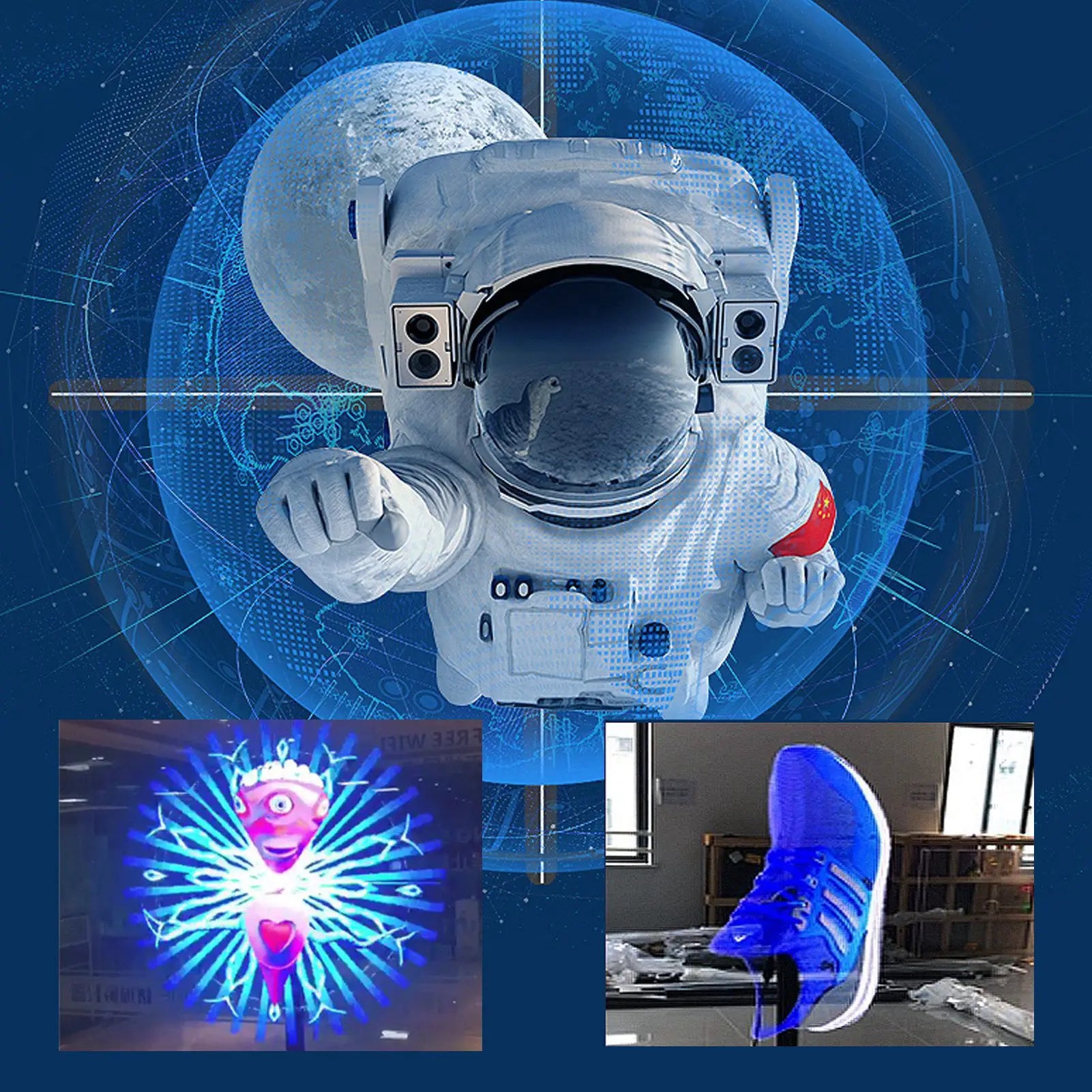 NEW 3D Hologram Fan Display 110‑240V 8G Memory Card APP Control 150° Editable Holographic Advertising Machine 1024x768P Store