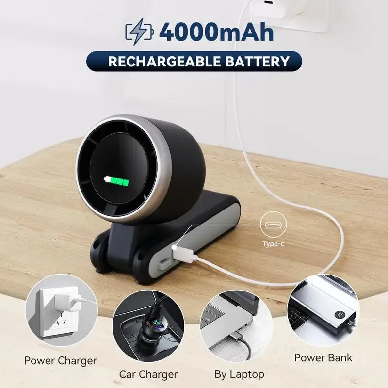 3-in-1 Fan, 5-speed, 3600mAh Rechargeable Lithium Battery, USB Charging, Travel Mini Fan