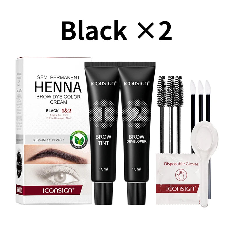 Henna Semi Permanent Eyelash Eyebrow Tint Kit 15 Minutes Fast Dye Eyelash Brow Waterproof Keep Long Lasting