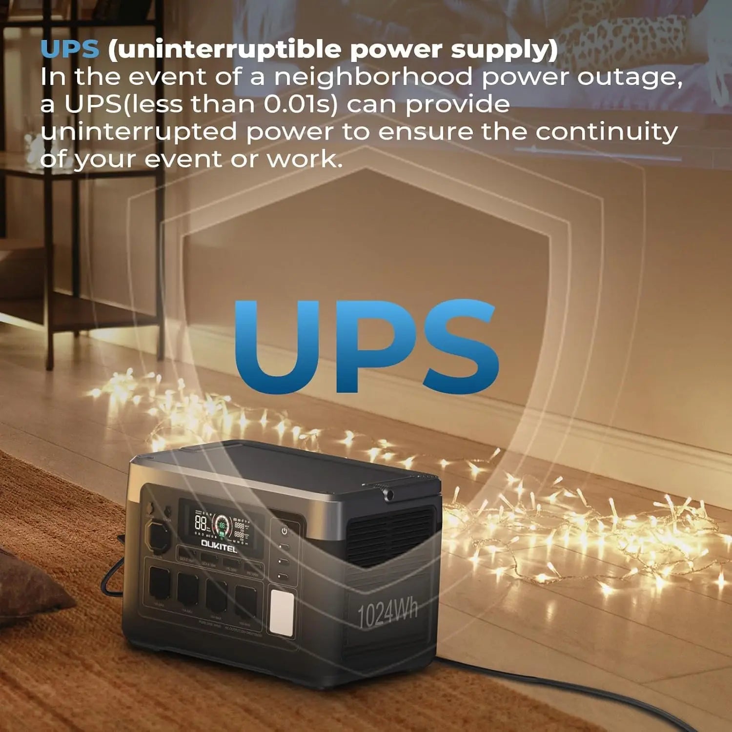 OUKITEL P1000 PLUS Portable Power Station 1800W 1024Wh Solar Generator with LiFePO4 Battery Fast Charging Smart App Control