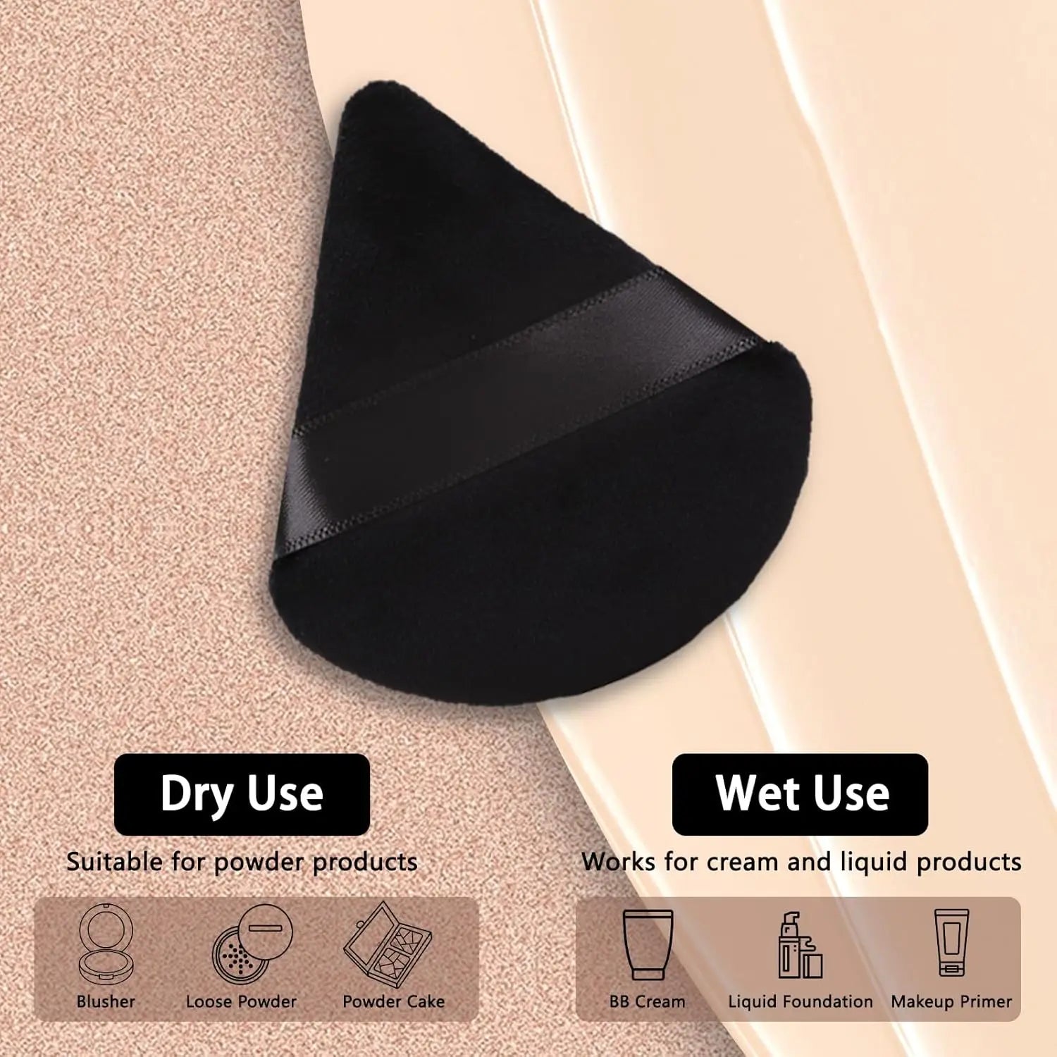 10-Count Triangular Makeup Sponges - Pointed Edges for Hard-to-Reach Areas - Seamless Application