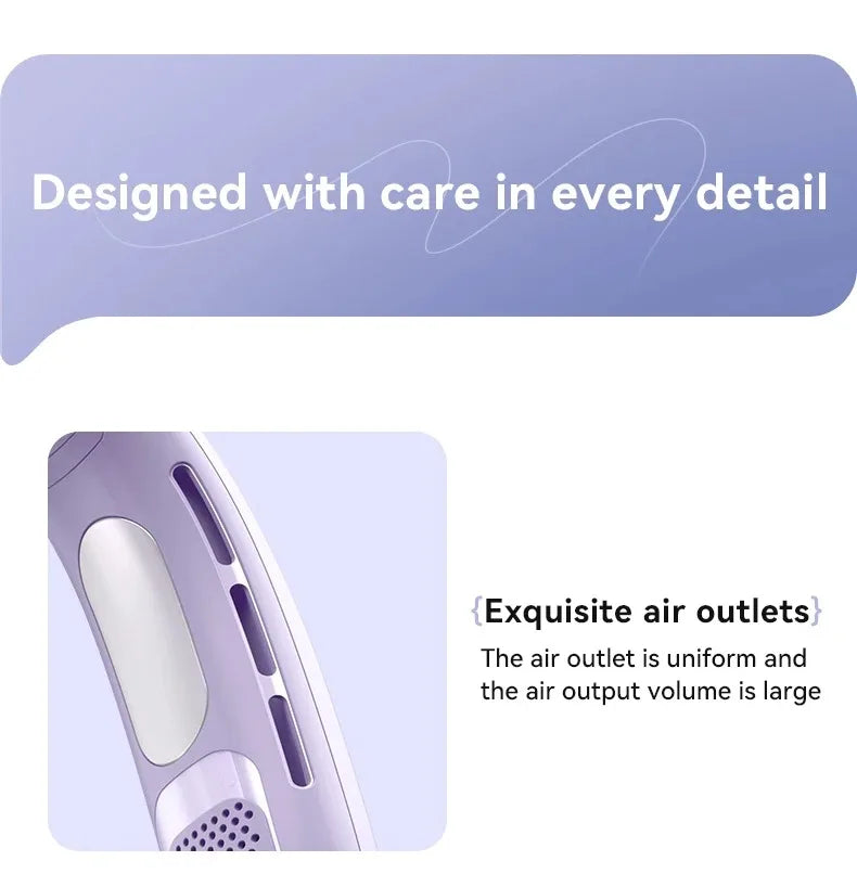 N90 Neck Fan Semiconductor Cooling 5-Speed Bladeless Wearable Fan USB Rechargeable Portable Outdoor Travel Camping