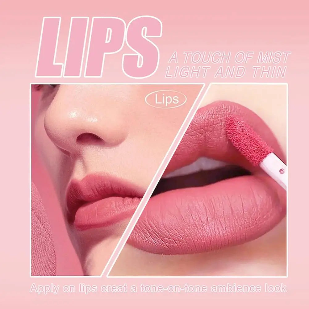 3pcs/set Nude Lip Gloss Matte Velvet Lipstick Waterproof Long-lasting Liquid Lipstick Women Moist Lip Tint Non-Stick