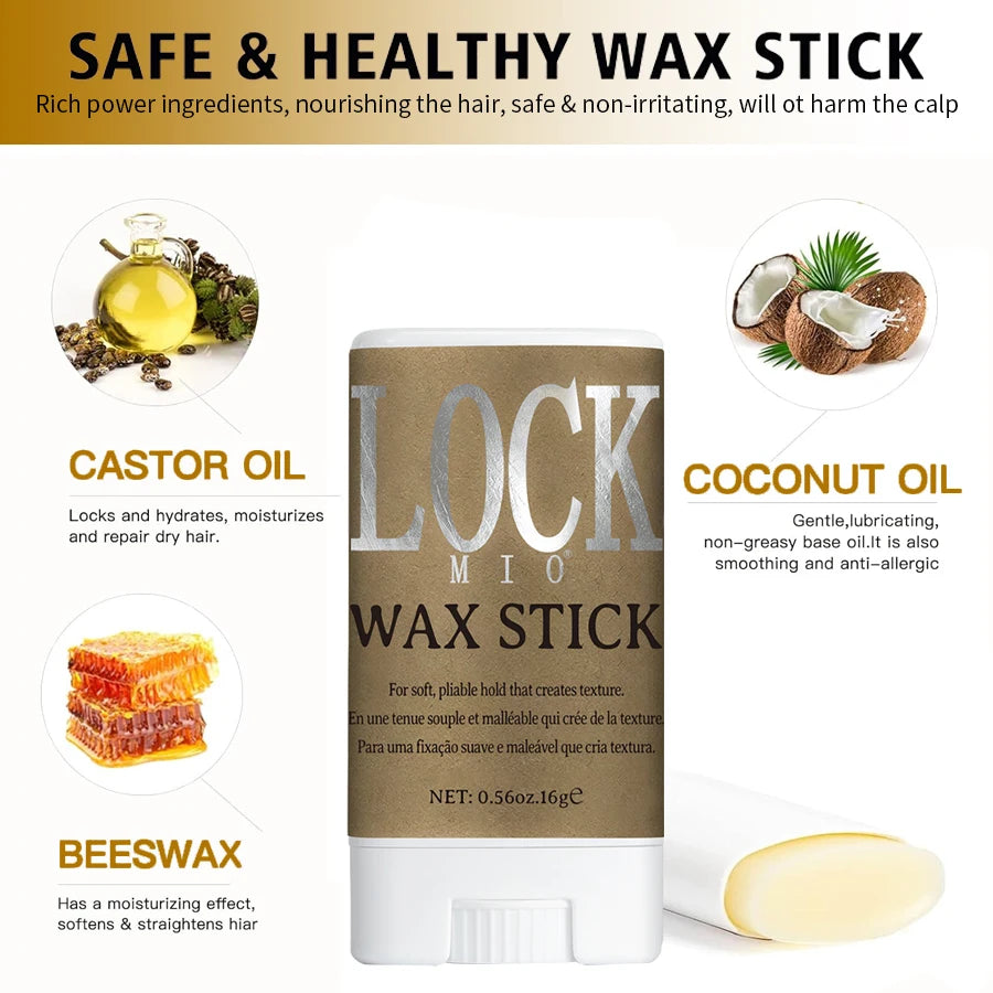 LOCKMIO Hair Wax Stick for Women and Kids Long Lasting Hold Pomade Control Broken Frizz Flyaway Styling Wax for Natural Wigs