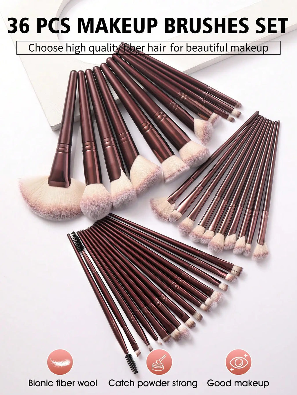 56 PCS Makeup Tools Set Including:36PCS Makeup Brush Set+1pc Makeup Brush Cleaning Tools+4PCS Triangle Powder Puffs+4PCS Makeup Sponges+4PCS Mini Air Cushion Powder Puffs+4PCS Mini Makeup Sponges+2PCS Hand Bowl Strap+1pc Hair