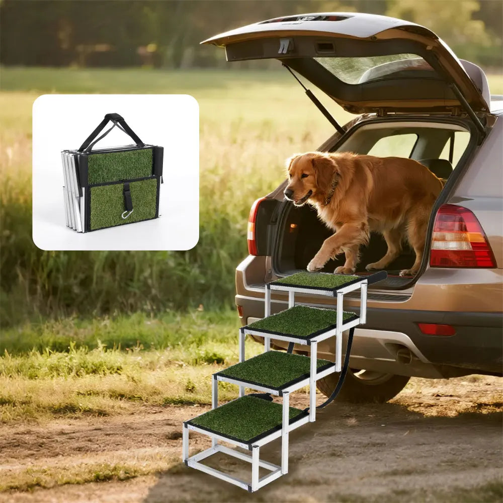 Foldable Dog Ramp Portable Pet Stairs Non Slip Reinforced Structure 250lbs Load Bearing for Large Dog Car SUV Truck Travel