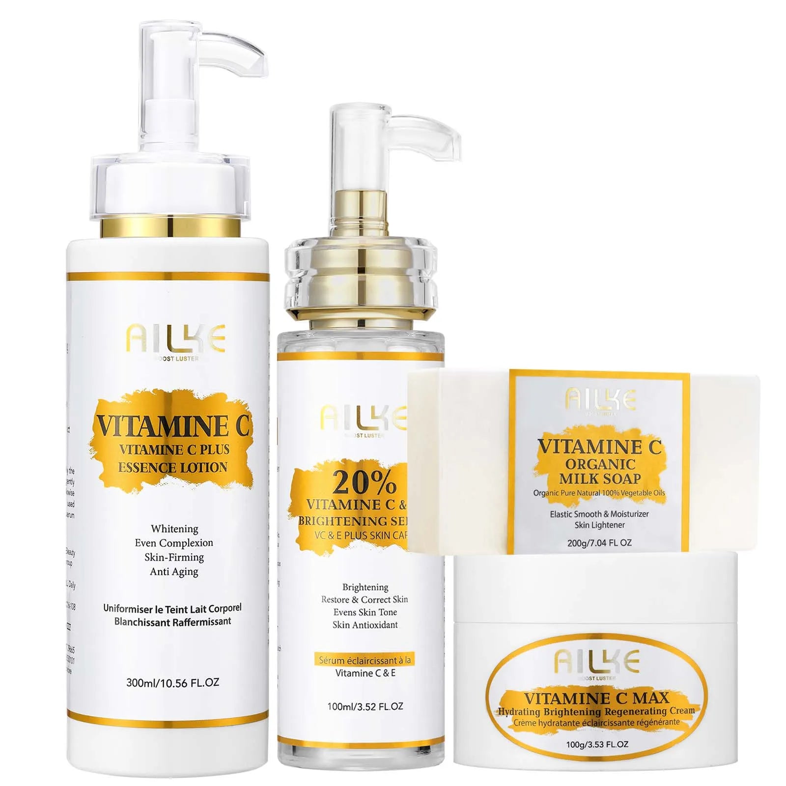 AILKE Lightening Body Cream, With Vitamin C, Hyaluronic Acid, Shea Butter, Reduce Black Spots, Even Skin Tone, Hydration Lotion