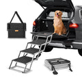 SucceBuy Dog Stair for Cars Wide Dog Car Steps Folding Portable Pet Steps Lightweight Aluminum for Car SUV and Truck 150 lbs