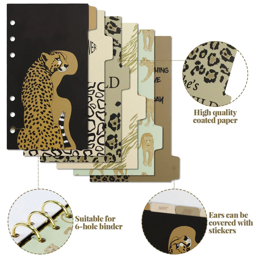 A6 Leopard Separator Paper Index Page Classification Separator Page Notebook Loose-leaf Book Partition Accessories