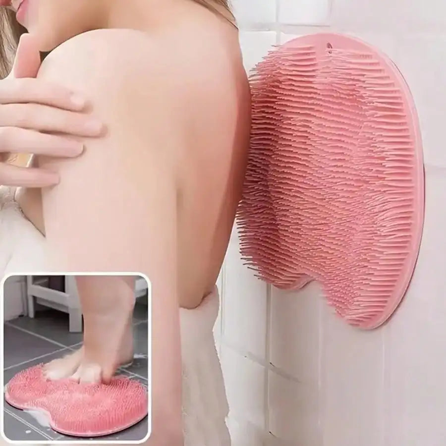 Silicone Shower Massage Mat Foot Scrubber Wall-Mounted Back Exfoliator - Anti-Slip Suction Cup
