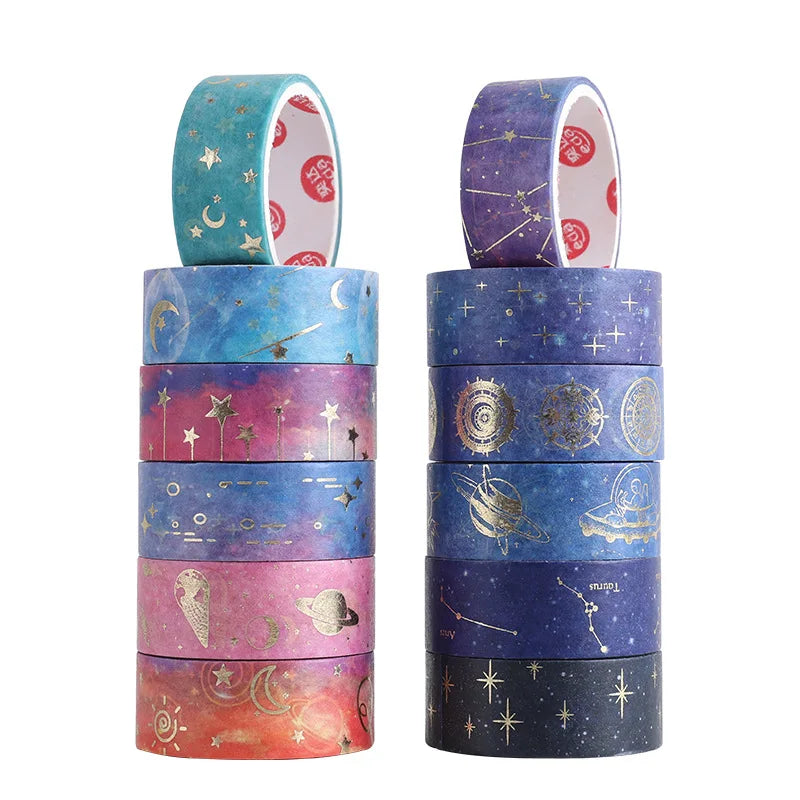 12 Rolls Per box Starry Sky Theme washi Tape Set Galaxy Constellation Pattern Decoration Stickers