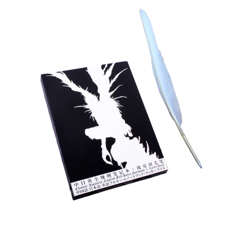 Anime Death Note Notebook Set Leather Journal and Feather Pen Animation Art Writing Journal Death Note Notepad