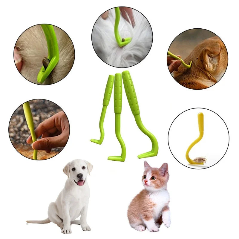 Pet Flea Remover Hook Tick Removal Tweezer - Dog Cat Tick Extractor Comb Louse Pliers - Pet Care Accessories Scratching Tool