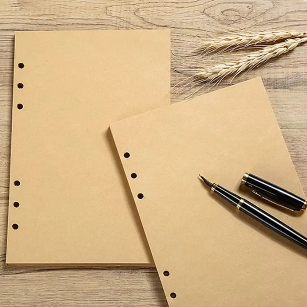 80Sheets Simple Kraft Paper Loose Leaf Paper A5/A6/A7 Horizontal Line/Blank Notebook Refill Paper Notepad Inside Paper Students