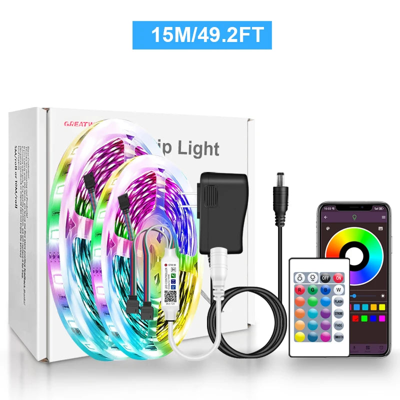 LED Strip Lights RGB 5050 LED Strips Bluetooth APP Control Color Changing DC 12V 30LEDS/M Per Meter For Bedroom Room Kitchen Bar