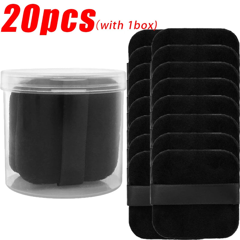 1/20pcs Black Velvet Cosmetic Puff with Box Loose Setting Powder Puffs BB Cream Foundation Powder Pad Beauty Makeup Tools