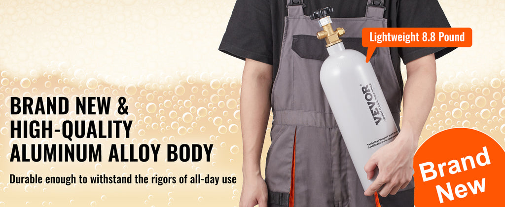 SucceBuy 5 Lbs CO2 Tank Aluminum Gas Cylinder Brand New CO2 Cylinder with Gray Spray Coating CO2 Tank with CGA320 Valve