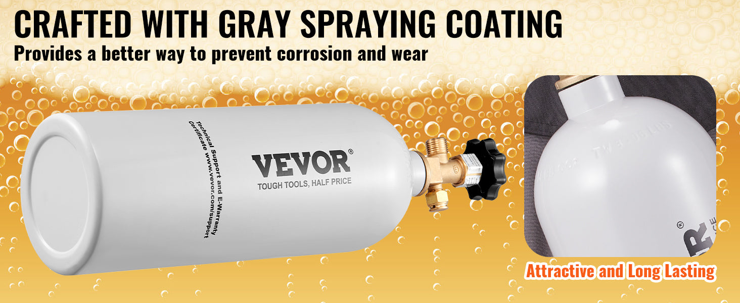 SucceBuy 5 Lbs CO2 Tank Aluminum Gas Cylinder Brand New CO2 Cylinder with Gray Spray Coating CO2 Tank with CGA320 Valve