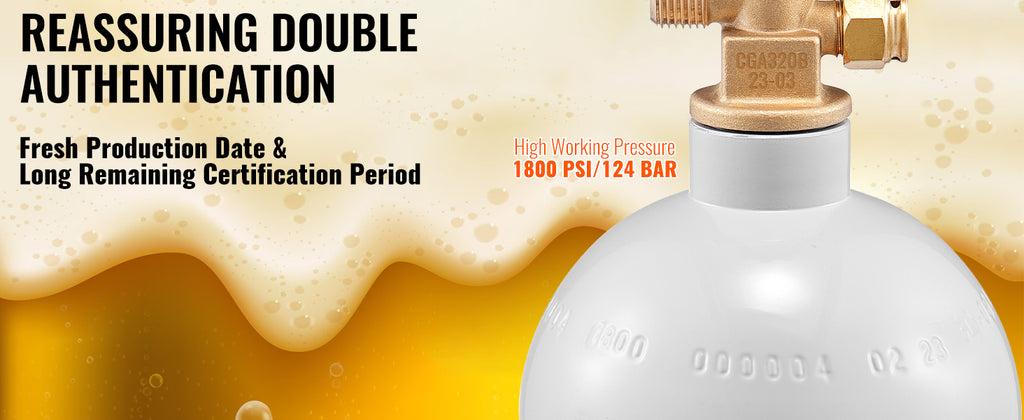 SucceBuy 5 Lbs CO2 Tank Aluminum Gas Cylinder Brand New CO2 Cylinder with Gray Spray Coating CO2 Tank with CGA320 Valve