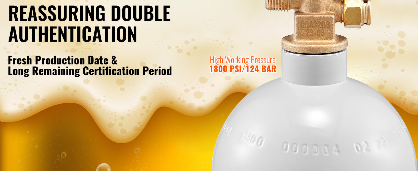 SucceBuy 5 Lbs CO2 Tank Aluminum Gas Cylinder Brand New CO2 Cylinder with Gray Spray Coating CO2 Tank with CGA320 Valve